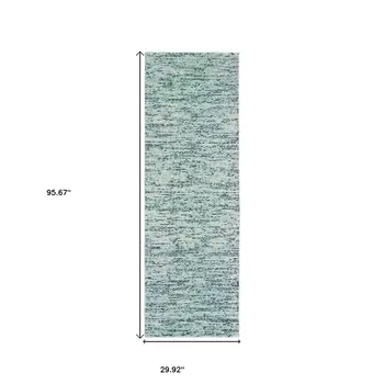 8' Blue And Teal Hand Tufted Runner Rug