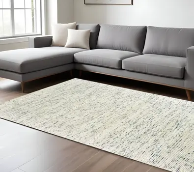 6' X 9' Ivory And Stone Hand Tufted Area Rug