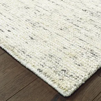 6' X 9' Ivory And Stone Hand Tufted Area Rug