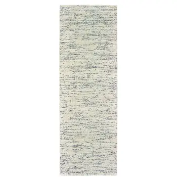 8' Ivory And Stone Hand Tufted Runner Rug