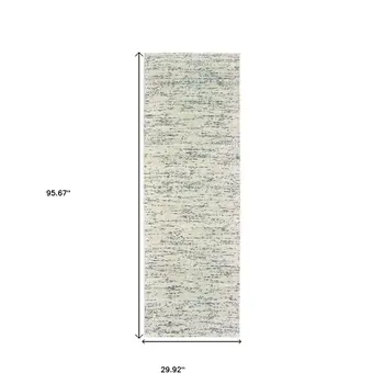 8' Ivory And Stone Hand Tufted Runner Rug