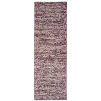 8' Purple And Pink Hand Tufted Runner Rug