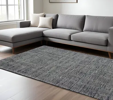 6' X 9' Charcoal And Black Hand Tufted Area Rug