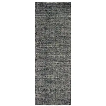 8' Charcoal And Black Hand Tufted Runner Rug
