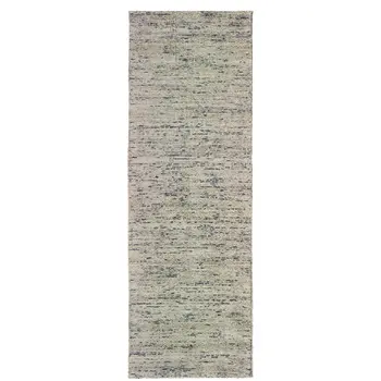 8' Stone And Gray Hand Tufted Runner Rug