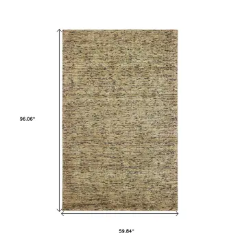 5' X 8' Gold And Green Hand Tufted Area Rug