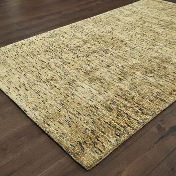 6' X 9' Gold And Green Hand Tufted Area Rug