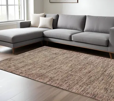6' X 9' Taupe And Pink Hand Tufted Area Rug