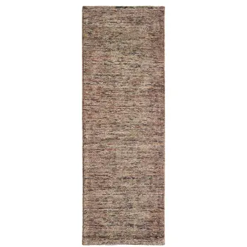 8' Taupe And Pink Hand Tufted Runner Rug