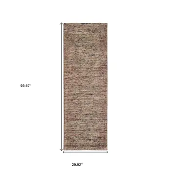 8' Taupe And Pink Hand Tufted Runner Rug
