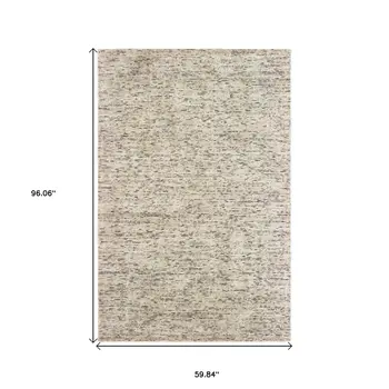 5' X 8' Ivory And Sand Hand Tufted Area Rug