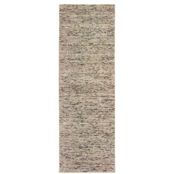 8' Ivory And Sand Hand Tufted Runner Rug