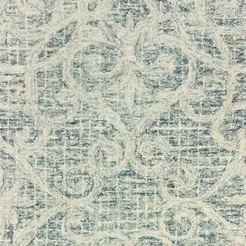 8' Gray And Ivory Wool Geometric Hand Tufted Runner Rug