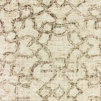 8' Tan And Ivory Wool Geometric Hand Tufted Runner Rug