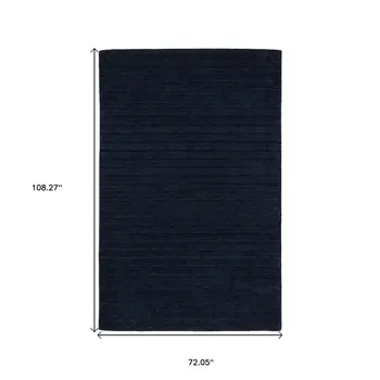 6' X 9' Navy Blue Wool Hand Tufted Area Rug