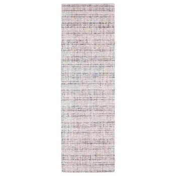 8' Ivory Blue And Yellow Striped Hand Tufted Runner Rug
