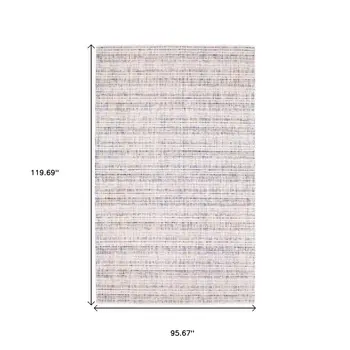 8' X 10' Ivory Blue And Yellow Striped Hand Tufted Area Rug