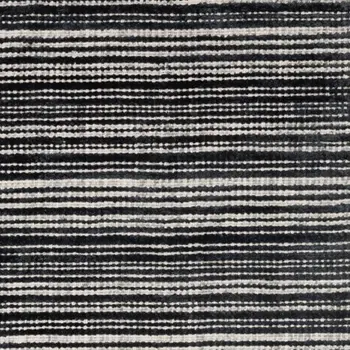 8' Black And Ivory Striped Hand Tufted Runner Rug