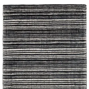 8' Black And Ivory Striped Hand Tufted Runner Rug