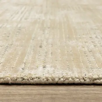 8' Beige And Ivory Striped Hand Tufted Runner Rug