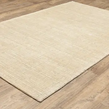 8' X 10' Beige And Ivory Striped Hand Tufted Area Rug