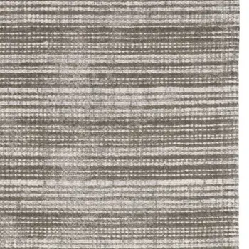 8' Gray And Ivory Striped Hand Tufted Runner Rug