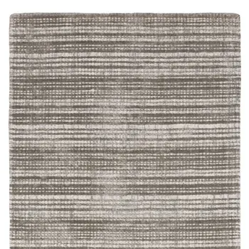 8' Gray And Ivory Striped Hand Tufted Runner Rug
