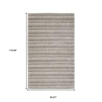8' X 10' Gray And Ivory Striped Hand Tufted Area Rug