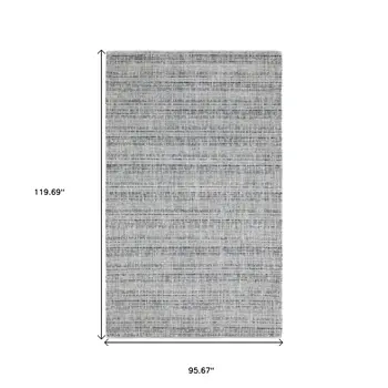 8' X 10' Gray And Blue Striped Hand Tufted Area Rug