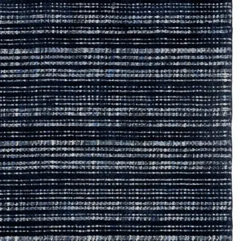 8' Navy Blue And Blue Striped Hand Tufted Runner Rug