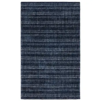 8' X 10' Navy Blue And Blue Striped Hand Tufted Area Rug