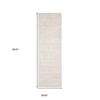 8' Ivory And Gray Striped Hand Tufted Runner Rug