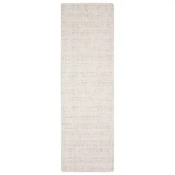 8' Ivory And Gray Striped Hand Tufted Runner Rug