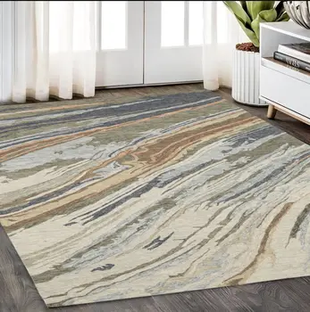 5' X 8' Gray And Blue Wool Abstract Hand Tufted Area Rug