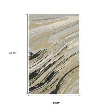 5' X 8' Gray Wool Abstract Hand Tufted Area Rug