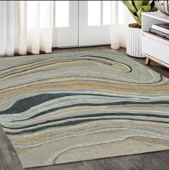 5' X 8' Gray And Blue Wool Abstract Hand Tufted Area Rug