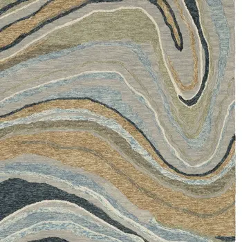 5' X 8' Gray And Blue Wool Abstract Hand Tufted Area Rug