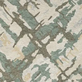 5' X 8' Gray And Teal Wool Abstract Hand Tufted Area Rug