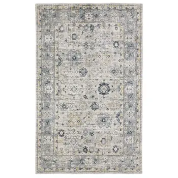 6' X 9' Gray And Blue Oriental Hand Tufted Area Rug
