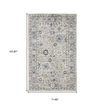 6' X 9' Gray And Blue Oriental Hand Tufted Area Rug