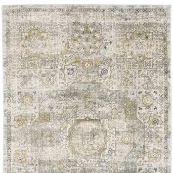 6' X 9' Gray And Gold Medallion Hand Tufted Area Rug
