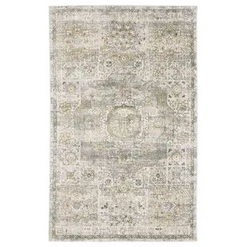 6' X 9' Gray And Gold Medallion Hand Tufted Area Rug
