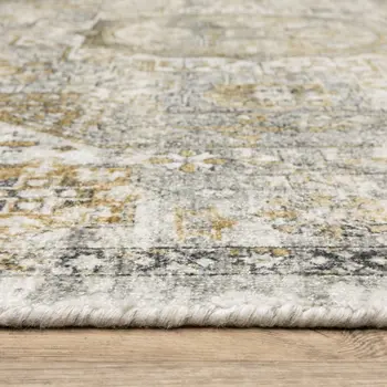 6' X 9' Gray And Gold Medallion Hand Tufted Area Rug