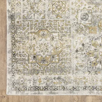 6' X 9' Gray And Gold Medallion Hand Tufted Area Rug