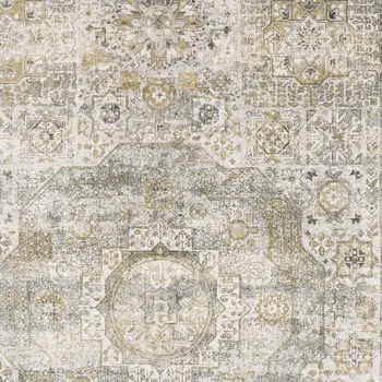 6' X 9' Gray And Gold Medallion Hand Tufted Area Rug
