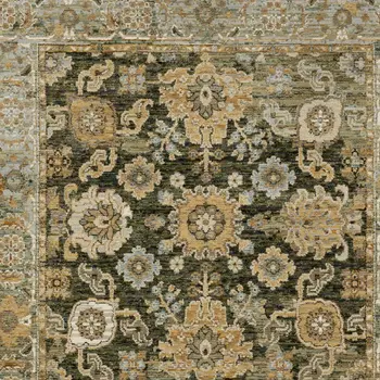 3' X 5' Green And Gold Oriental Area Rug