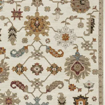 3' X 5' Ivory Gray And Orange Oriental Area Rug