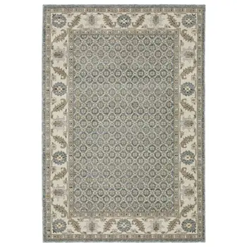 3' X 5' Blue And Ivory Oriental Area Rug