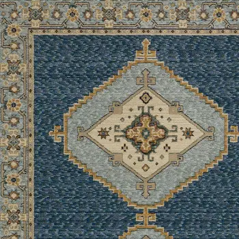 3' X 5' Blue And Gold Medallion Area Rug