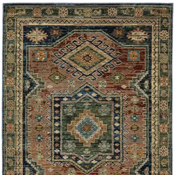 3' X 5' Blue Rust And Tan Tribal Area Rug